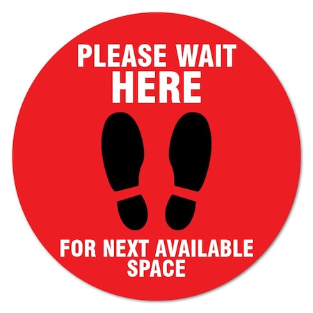 SIGNMISSION Please Wait Here Red Non-Slip Floor Graphic, 11in Vinyl, 3PK, 11 in L, 11 in H, FD-C-11-3PK-99998 FD-C-11-3PK-99998